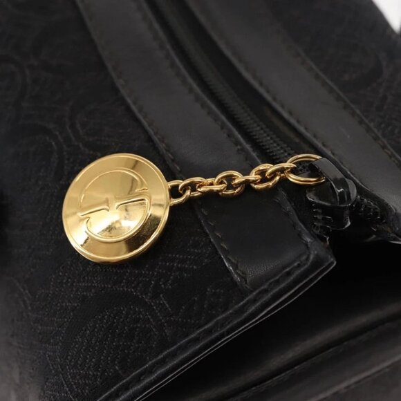 GUCCI Hand Bag Canvas Black Gold Auth - Picture 8 of 15
